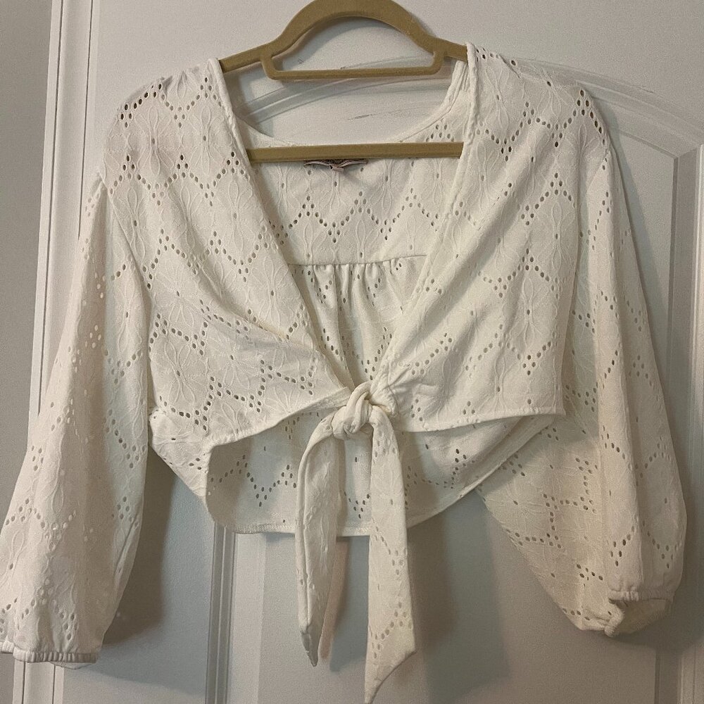 BCBGeneration Tie Front Cropped Top and Tiered Skirt